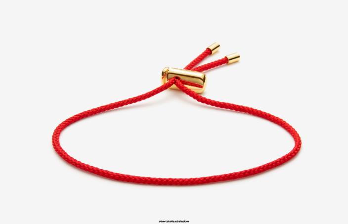 Men Cameron Cord Bracelet Red/Gold Accessories Oliver Cabell X0FT192