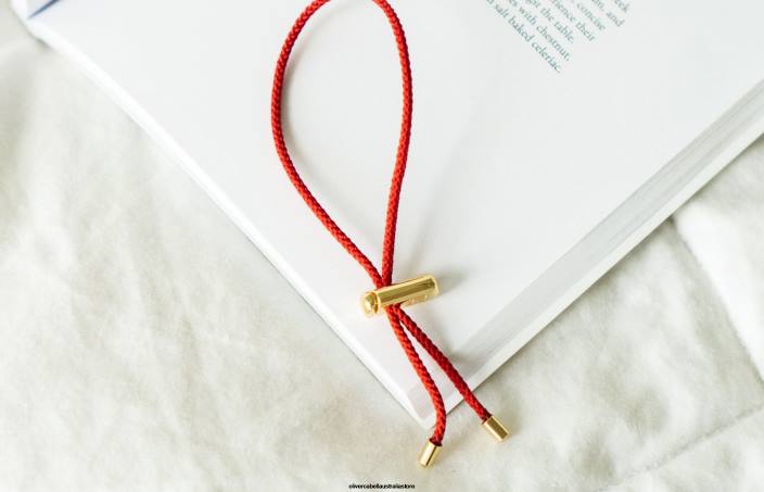 Men Cameron Cord Bracelet Red/Gold Accessories Oliver Cabell X0FT192