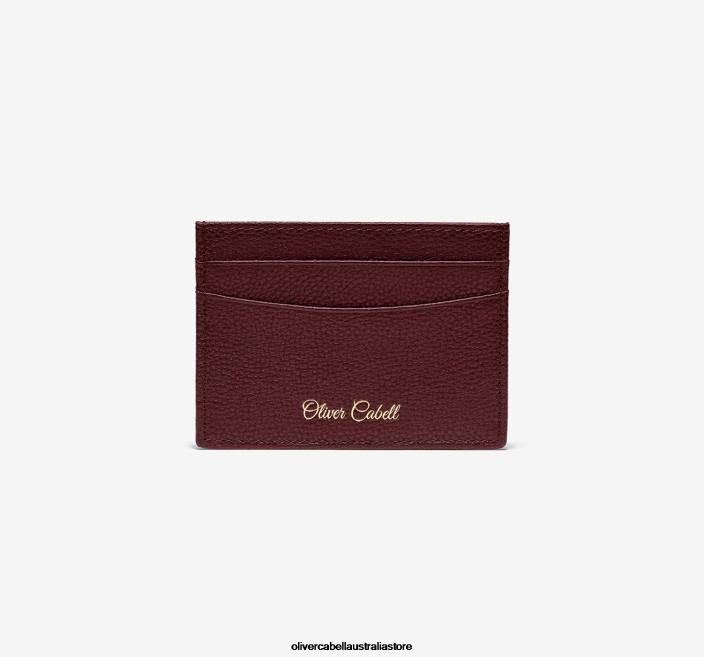 Men OC Leather Card Holder Burgundy Accessories Oliver Cabell X0FT236